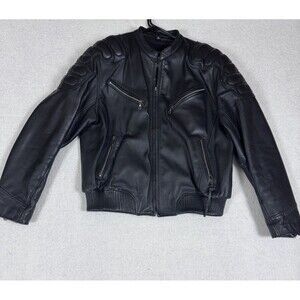 Wilsons Open Road Leather Motorcycle Jacket Mens XL Black Biker Thinsulate
